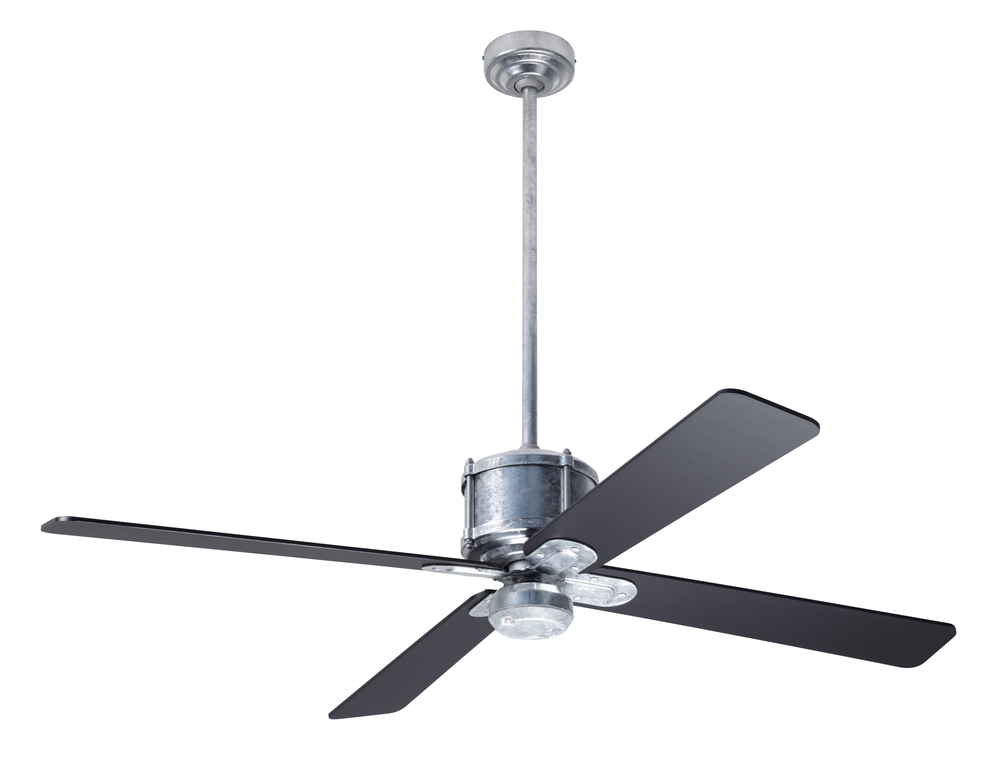 Industry DC Fan; Galvanized Finish; 50" Black Blades; No Light; Remote Control
