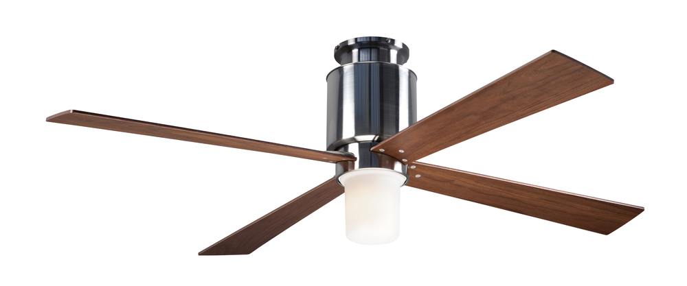 Lapa Flush Fan; Bright Nickel Finish; 50" Mahogany Blades; 17W LED; Fan Speed and LT Control