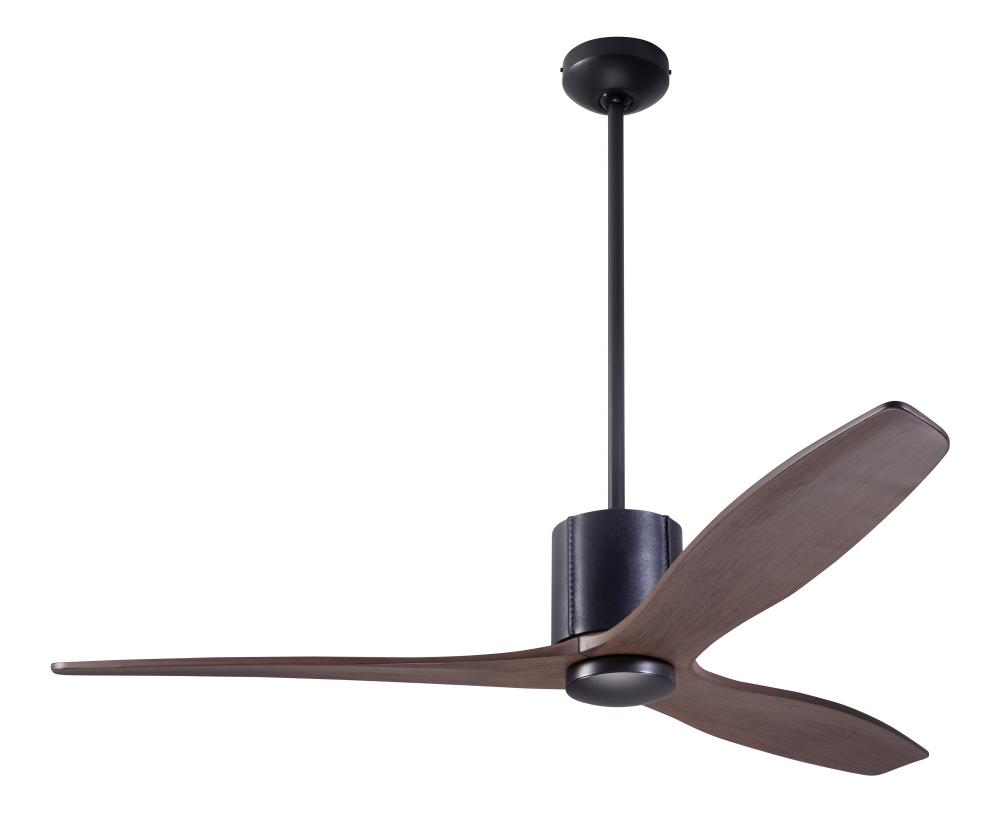 LeatherLuxe DC Fan; Dark Bronze Finish with Black Leather; 54" Mahogany Blades; No Light; Remote