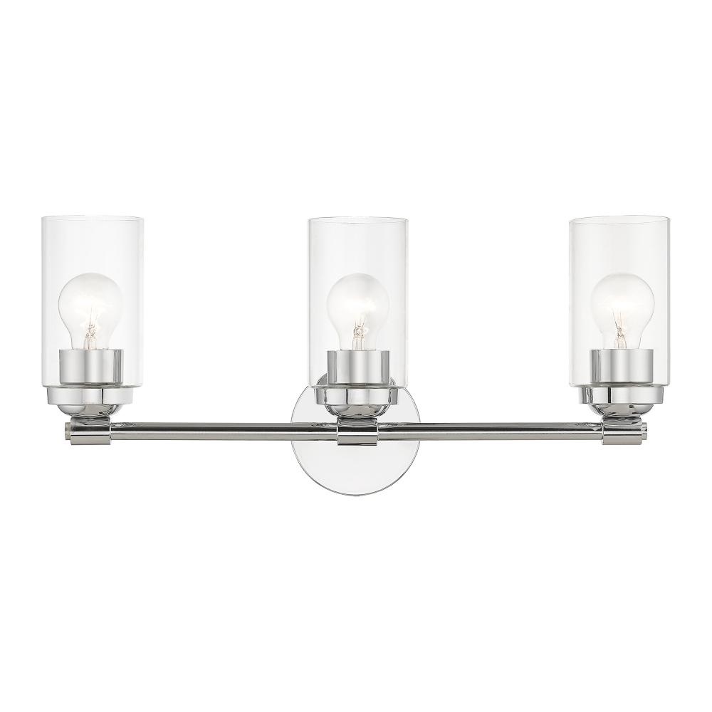 3 Light Polished Chrome Vanity Sconce