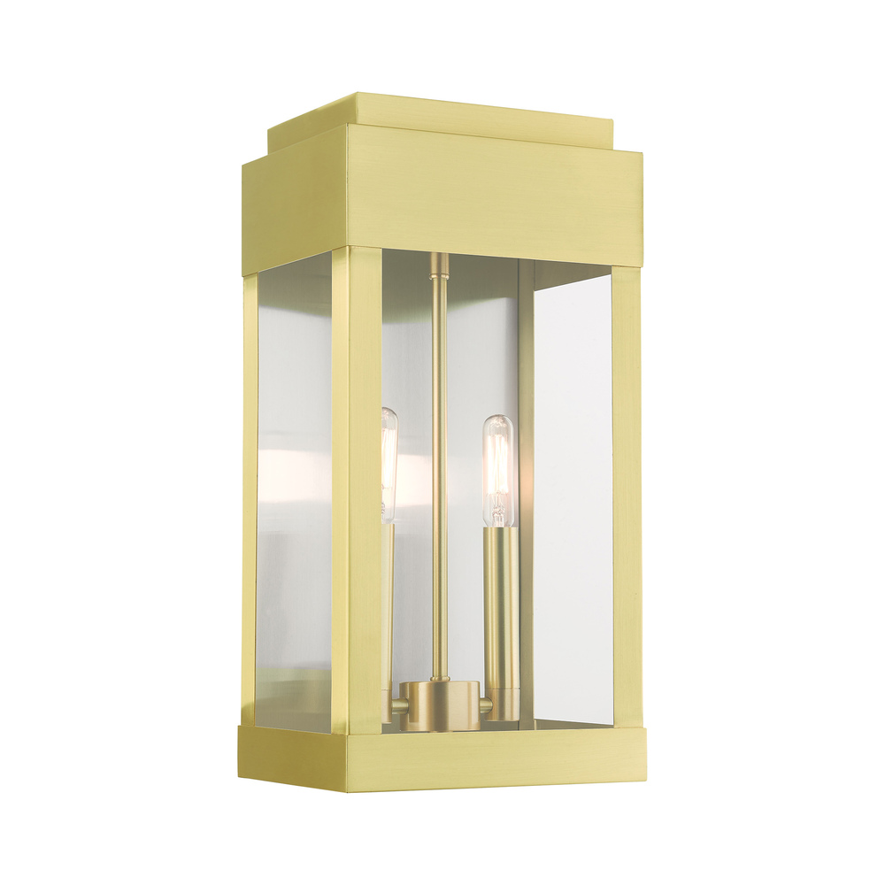 2 Lt Satin Brass Outdoor Wall Lantern