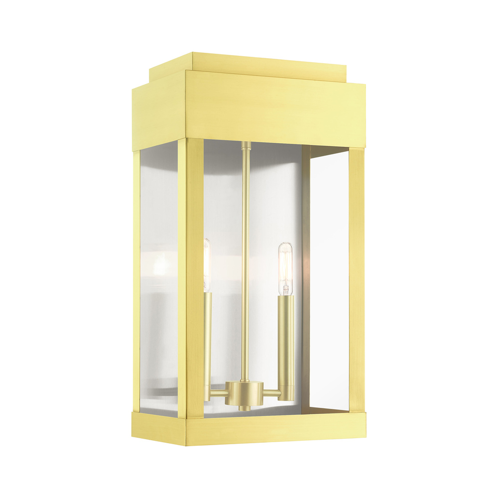 2 Lt Satin Brass Outdoor Wall Lantern