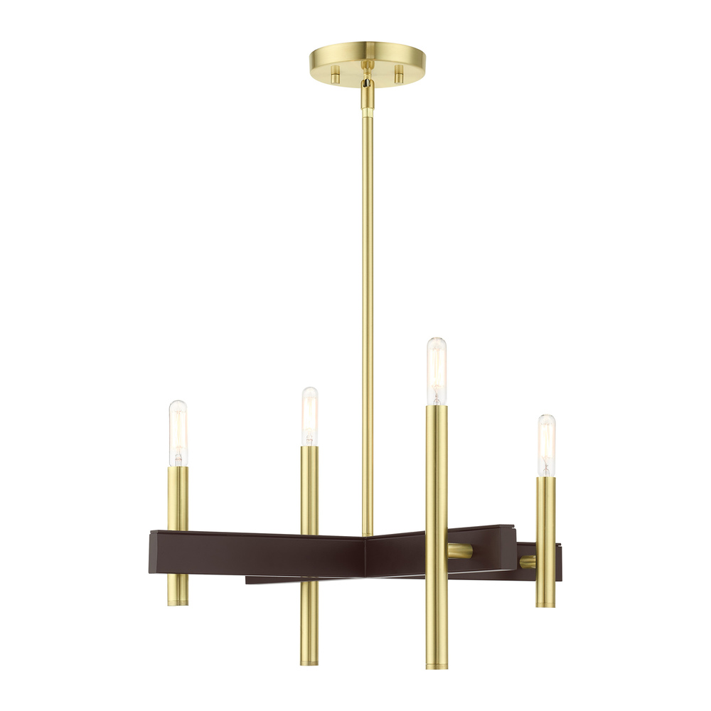 4 Lt Satin Brass Chandelier