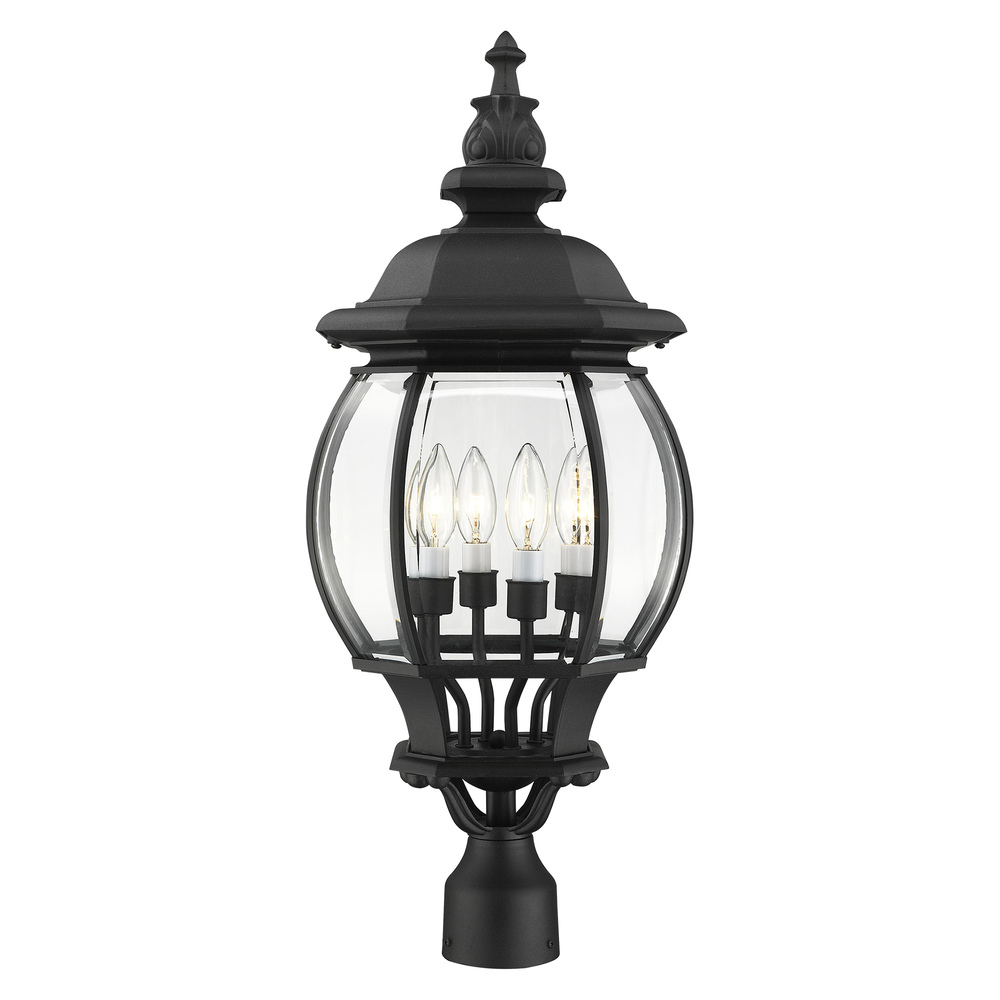 4 Lt Textured Black Outdoor Post Top Lantern