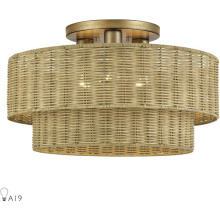 Livex Lighting 60048-48 - 3 Light Antique Gold Leaf Large Semi-Flush