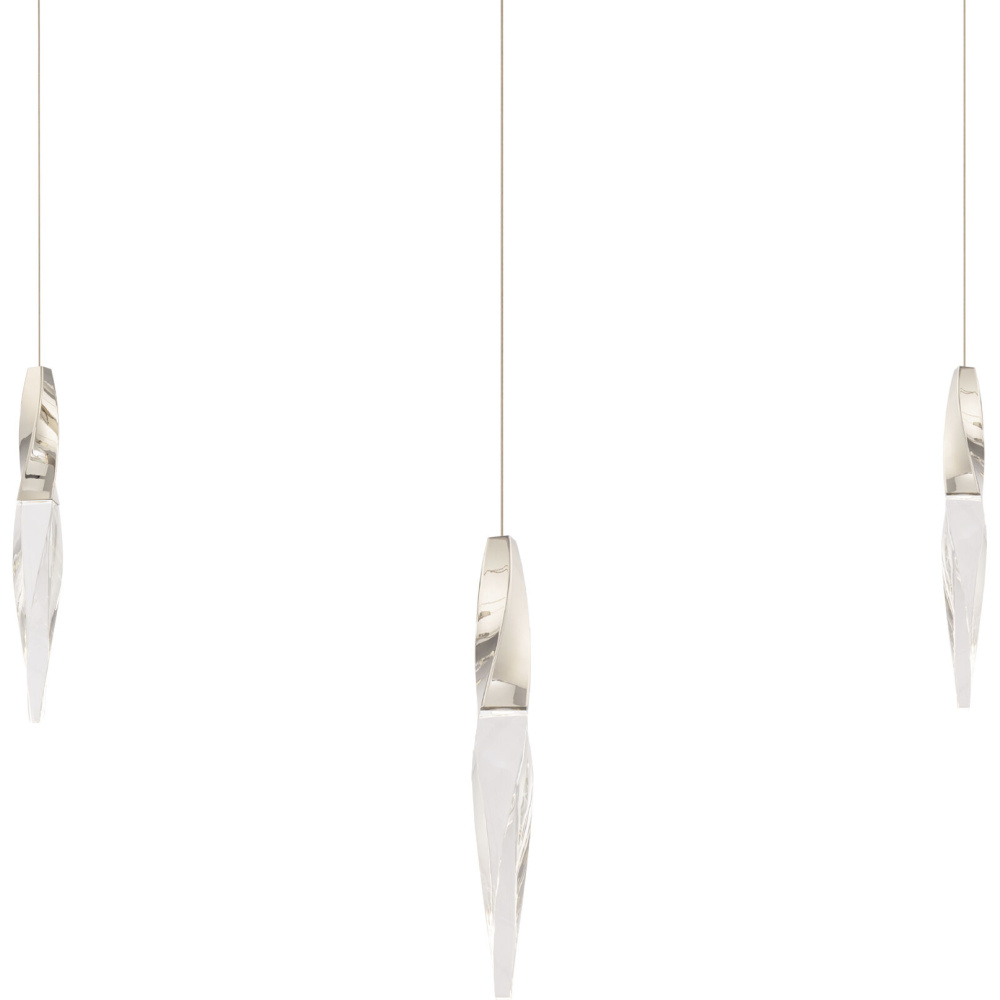 Kindjal 3 Light 120-277V Multi-Light Pendant (Linear Canopy) in Polished Nickel with Clear Optic C