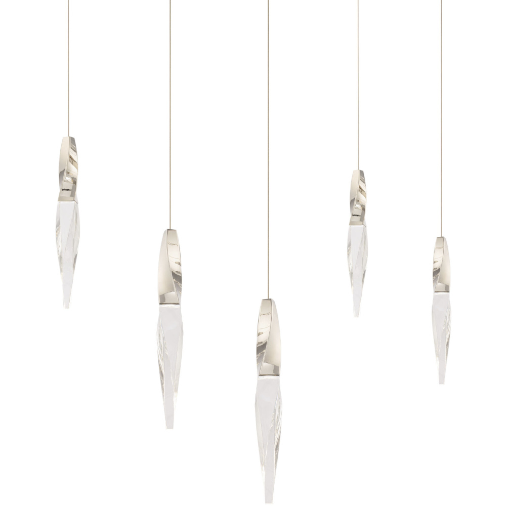 Kindjal 5 Light 120-277V Multi-Light Pendant (Linear Canopy) in Polished Nickel with Clear Optic C
