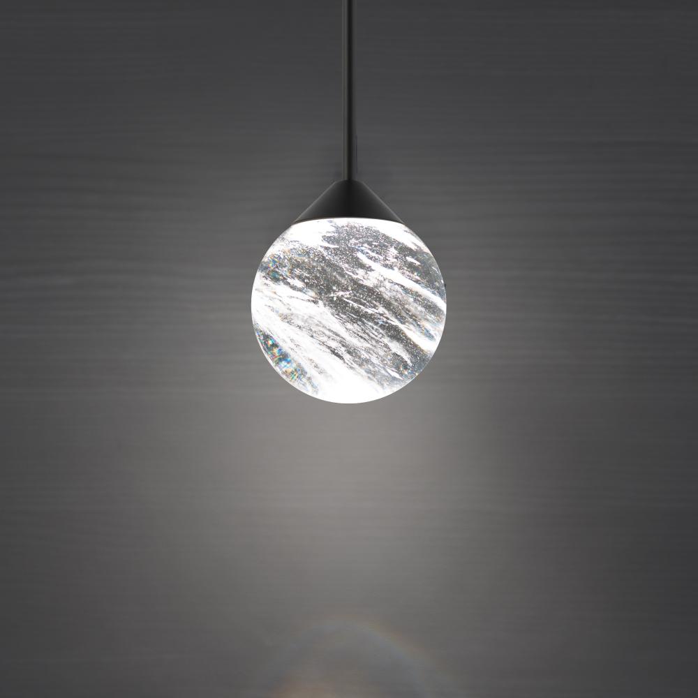 Quest 1 Light LED 3000K/3500K/4000K 120V-277V Mini Pendant in Brushed Nickel with Optic Haze Quart