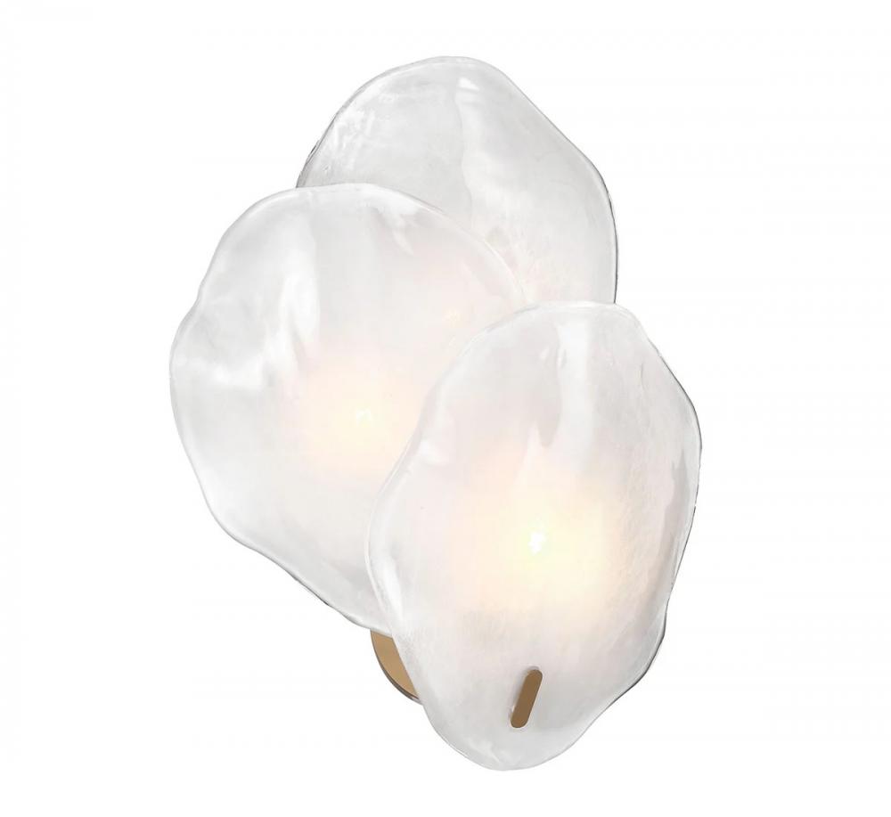 Corato, 3 Light Wall Mount, Brushed Brass with Translucent White Glass