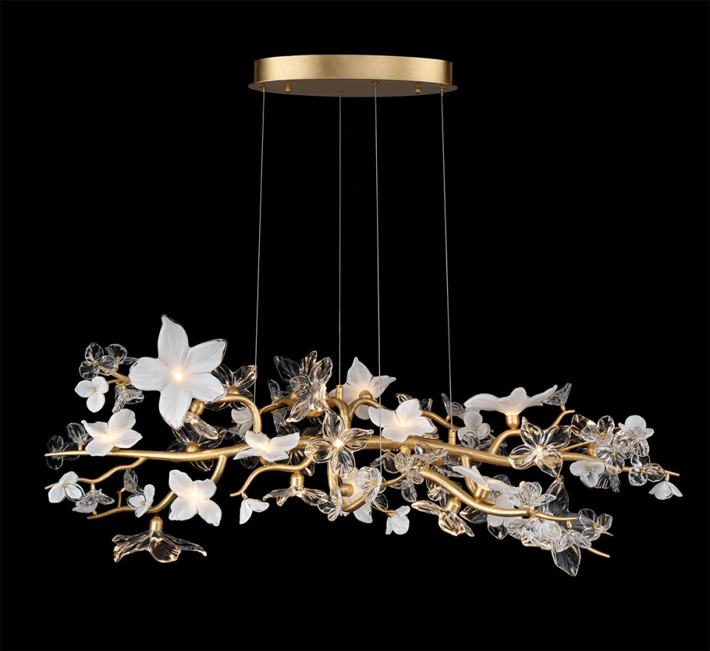 Fiori 26 Light Oval LED Chandelier Gold Leaf