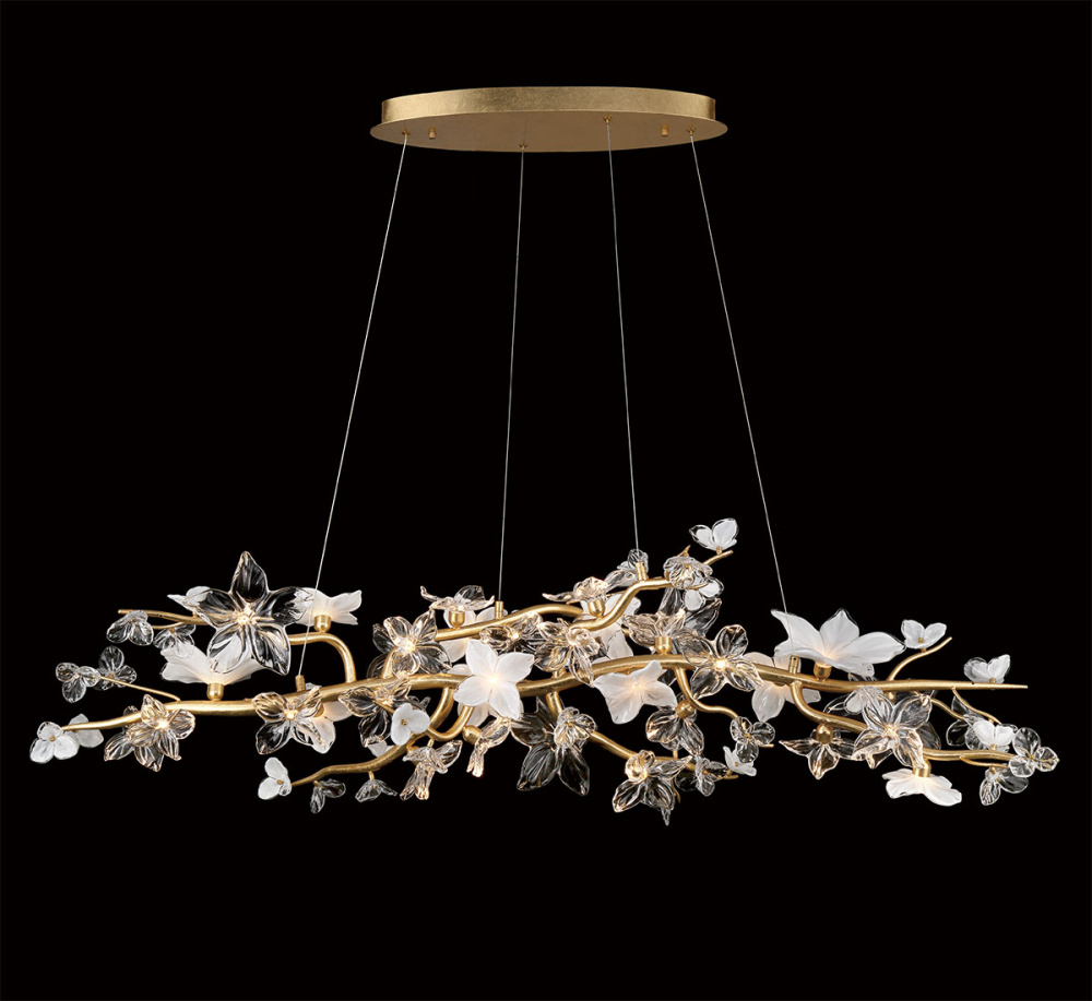 Fiori 35 Light Oval LED Chandelier Gold Leaf