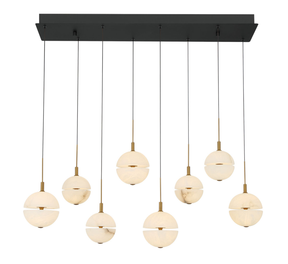 Corfu 8 Light Rectangular LED Chandelier Matte Black