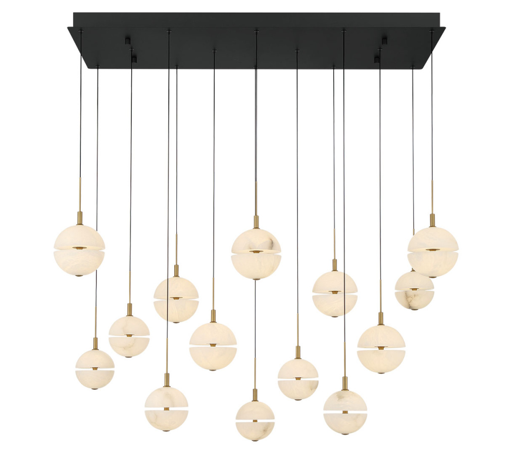 Corfu 14 Light Rectangular LED Chandelier Matte Black