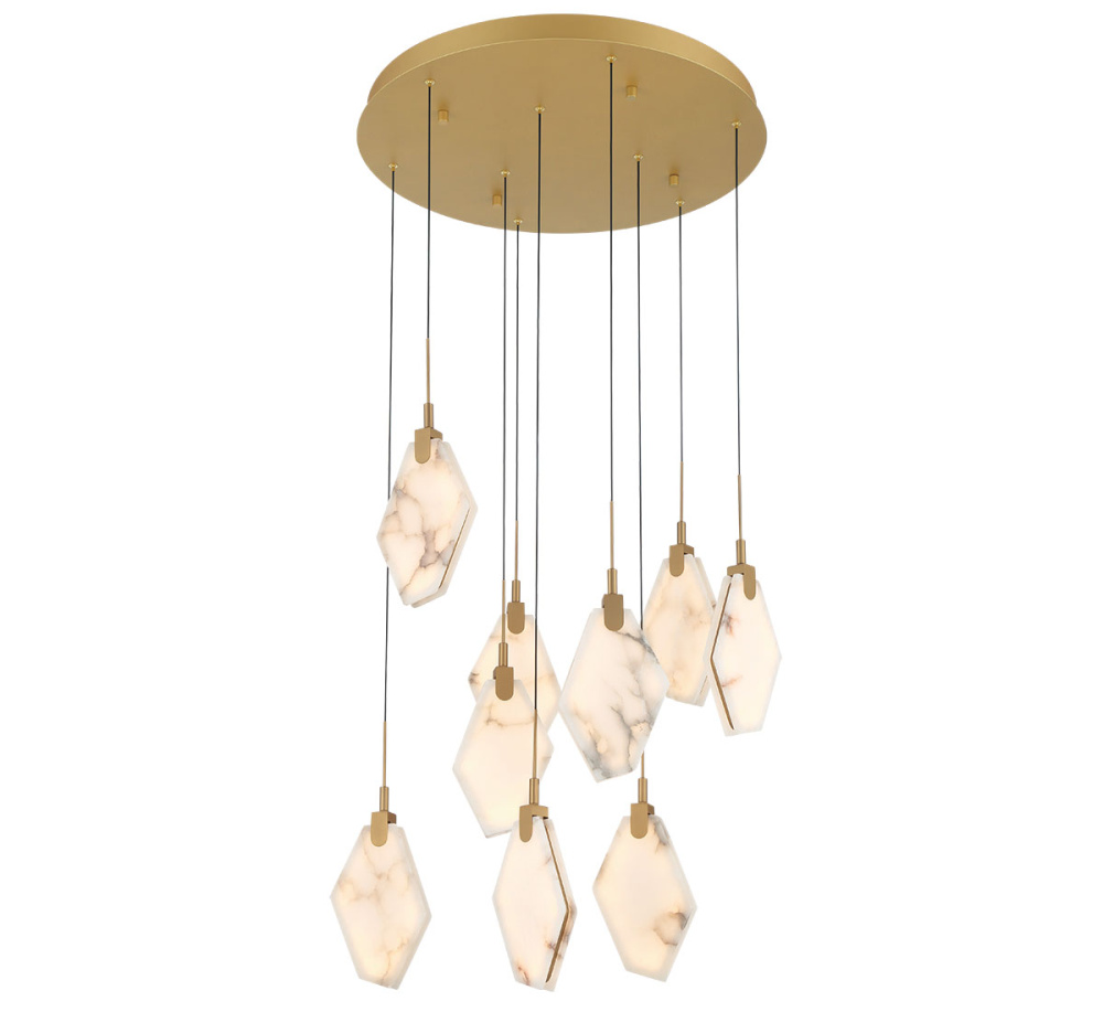 Kosmos 9 Light Round LED Chandelier Painted Antique Brass