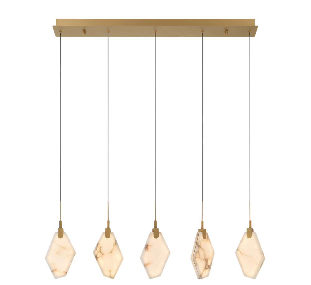 Kosmos 5 Light Linear LED Chandelier Painted Antique Brass