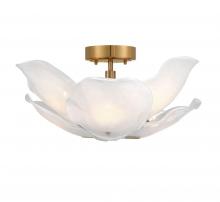 Lib & Co. US 12205-039 - Corato , 6 Light Flushmount/Pendant, Brushed Brass with White Translucent