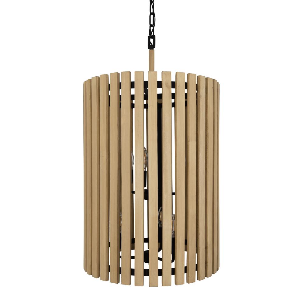 Suratto 6 Light   Foyer - Matte Black/Honey Blonde