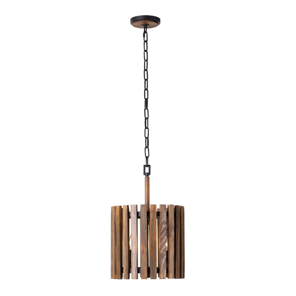 Suratto 2 Light   Pendant - Matte Black/Medium Walnut