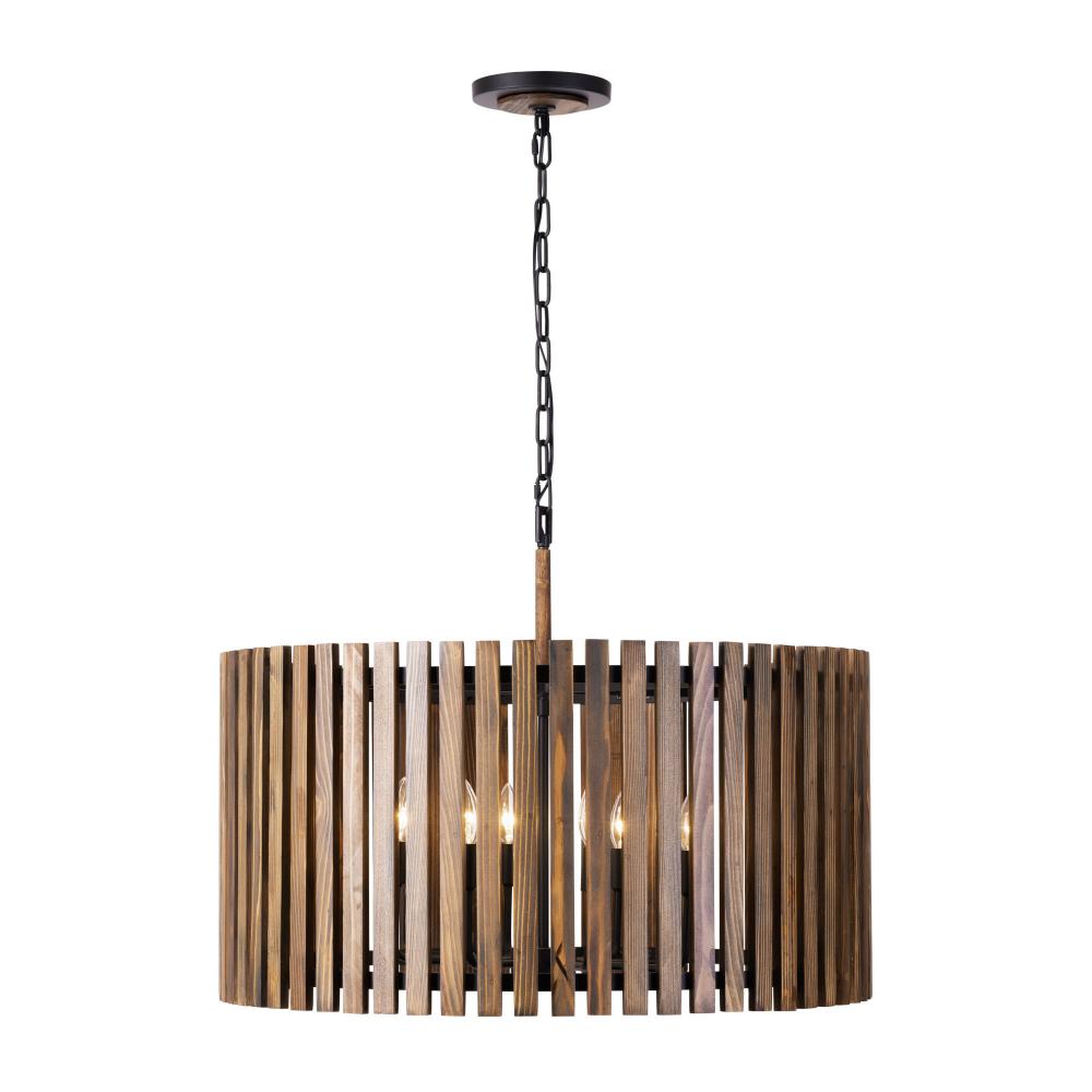 Suratto 8 Light   Pendant - Matte Black/Medium Walnut