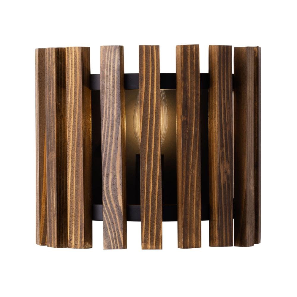 Suratto 1 Light   Sconce - Matte Black/Medium Walnut