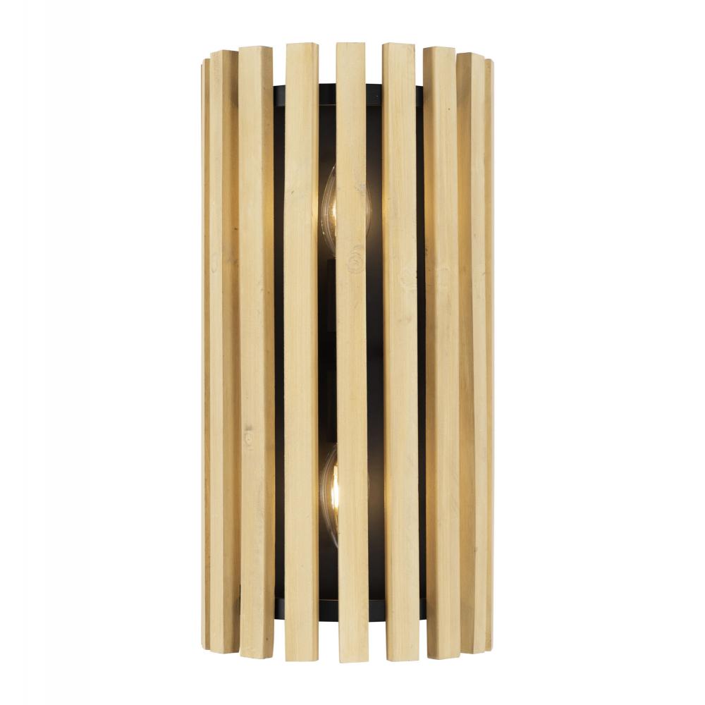 Suratto 2 Light   Sconce - Matte Black/Honey Blonde