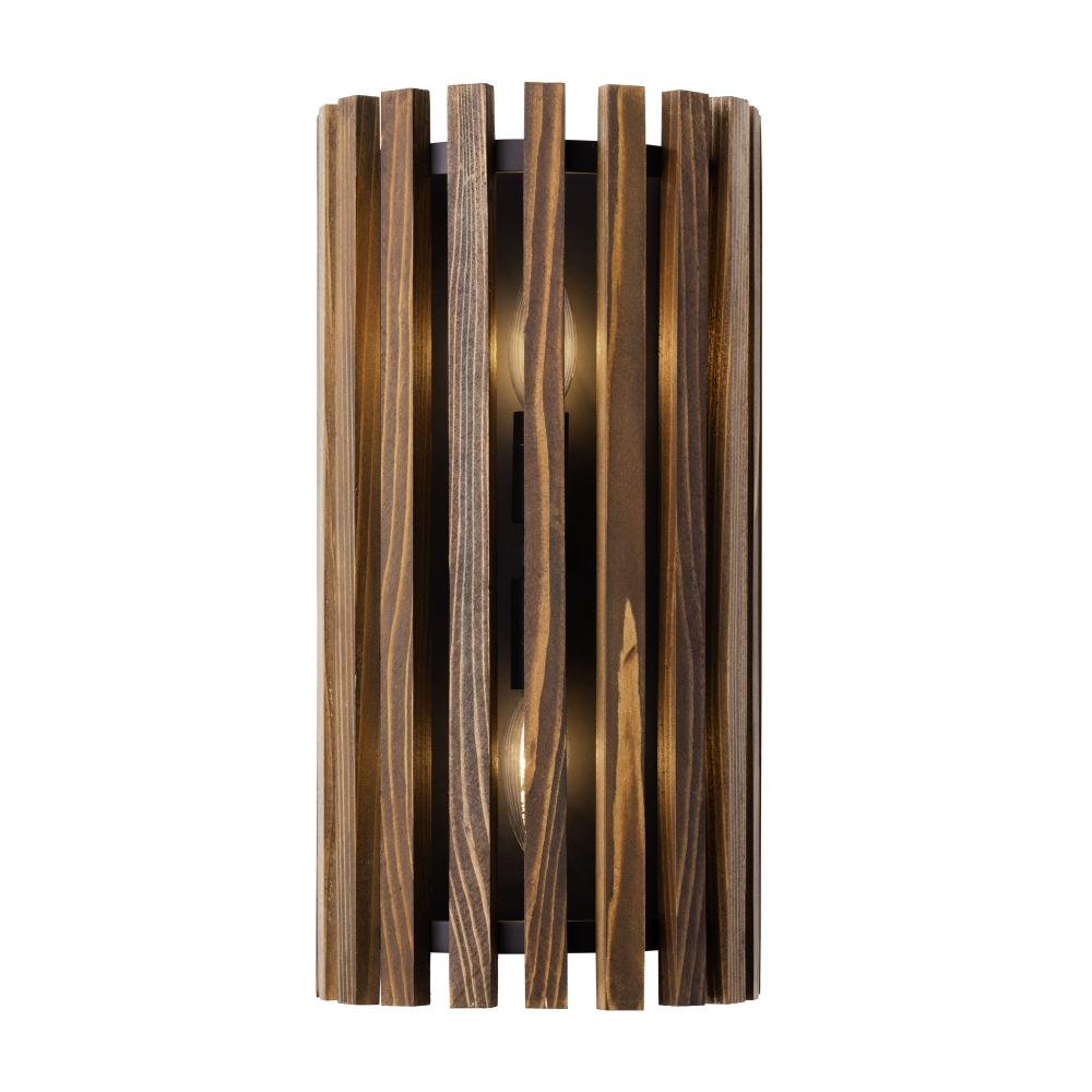 Suratto 2 Light   Sconce - Matte Black/Medium Walnut