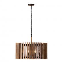 Varaluz 387P06MBW - Suratto 6 Light   Pendant - Matte Black/Medium Walnut