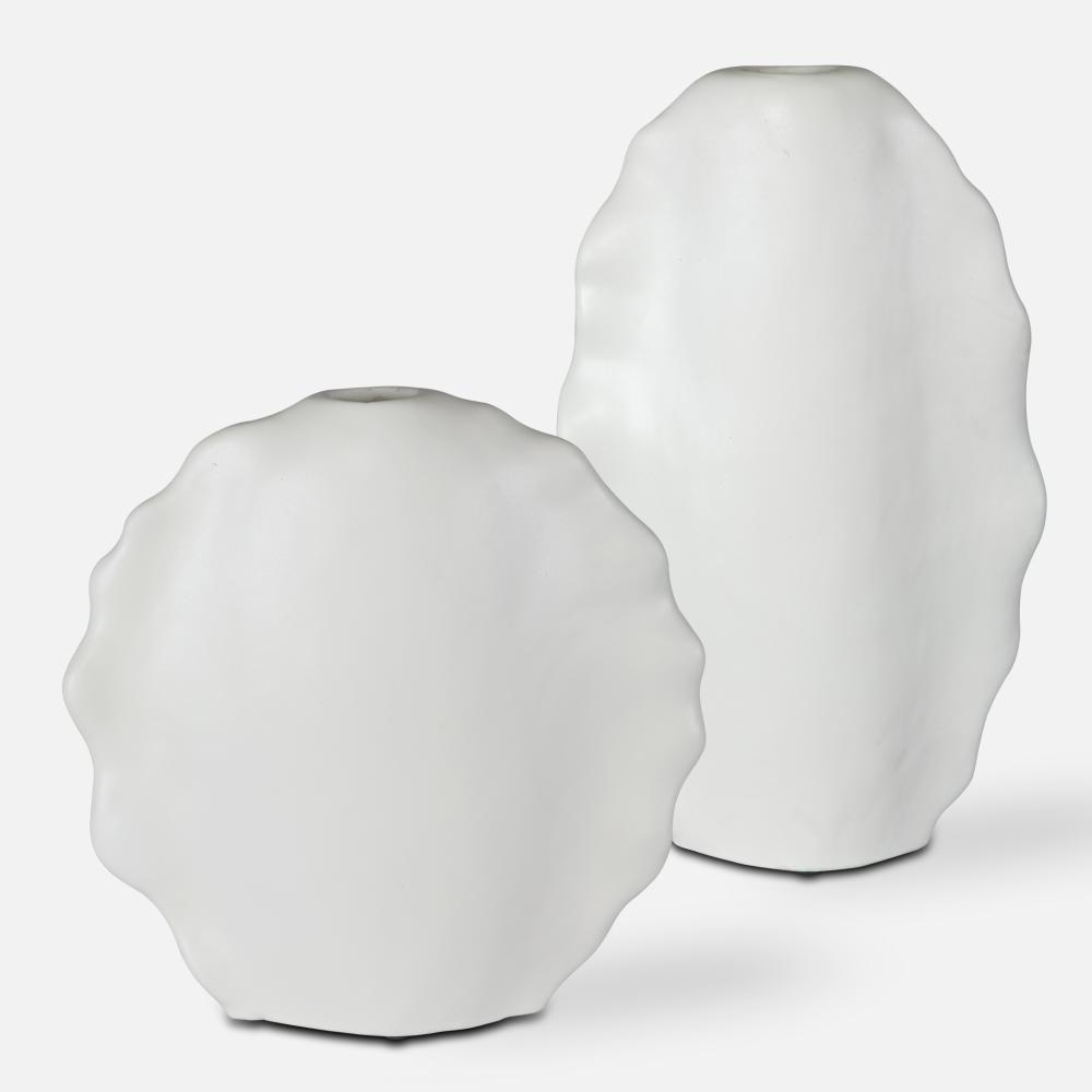 Uttermost Ruffled Feathers Modern White Vases Set/2
