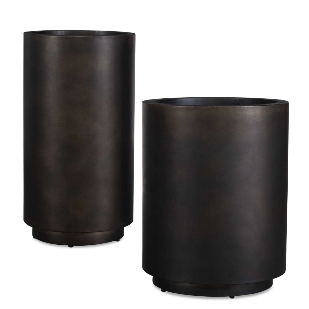 Uttermost Volcan Matte Bronze Outdoor Planters Set/2
