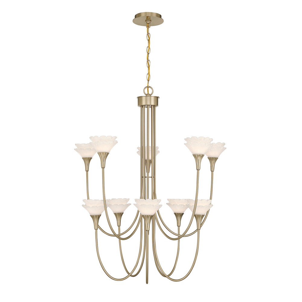 Florena 10-Light Chandelier in Noble Brass by Breegan Jane