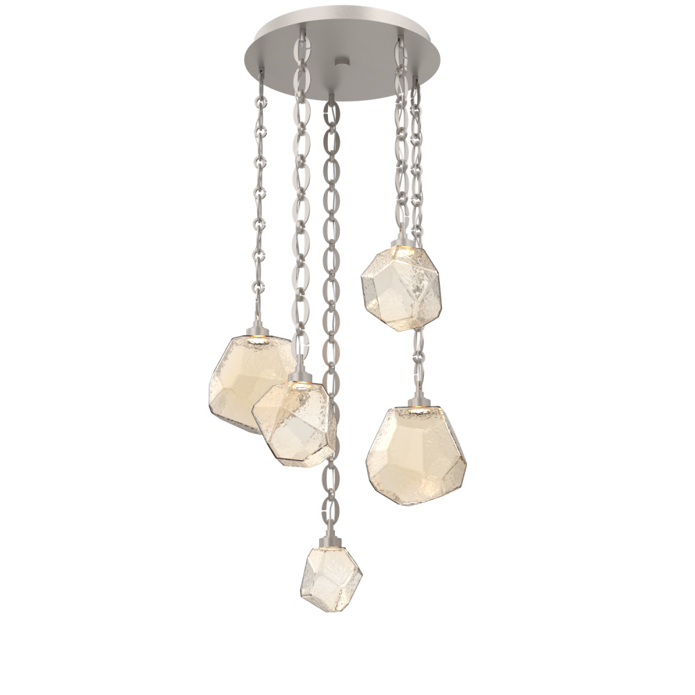 Gem Round Chain 5pc Multi-Pendant