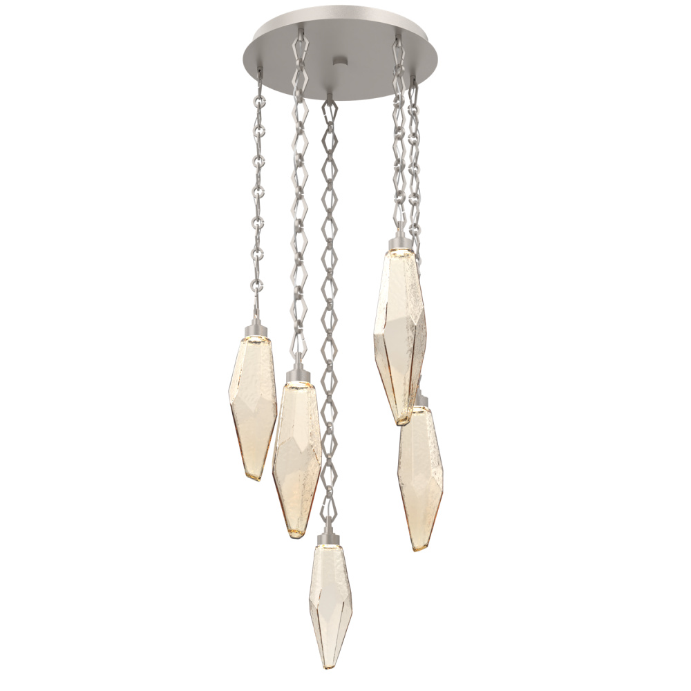 Rock Crystal Round 5pc Multi-Pendant with Chain