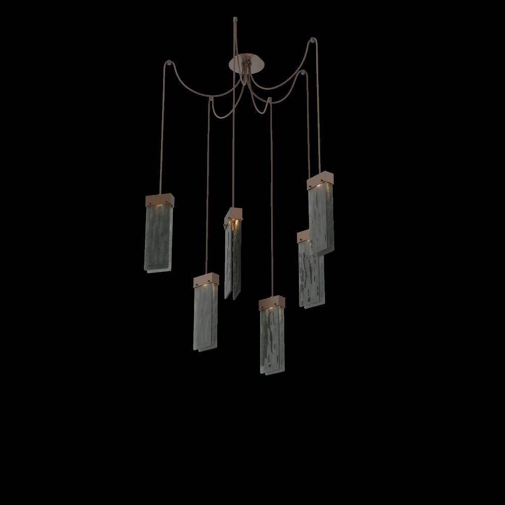 Parallel Glass Round 6pc Swag Multi-Pendant