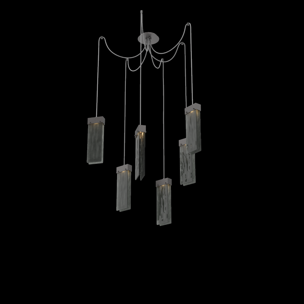 Parallel Glass Round 6pc Swag Multi-Pendant