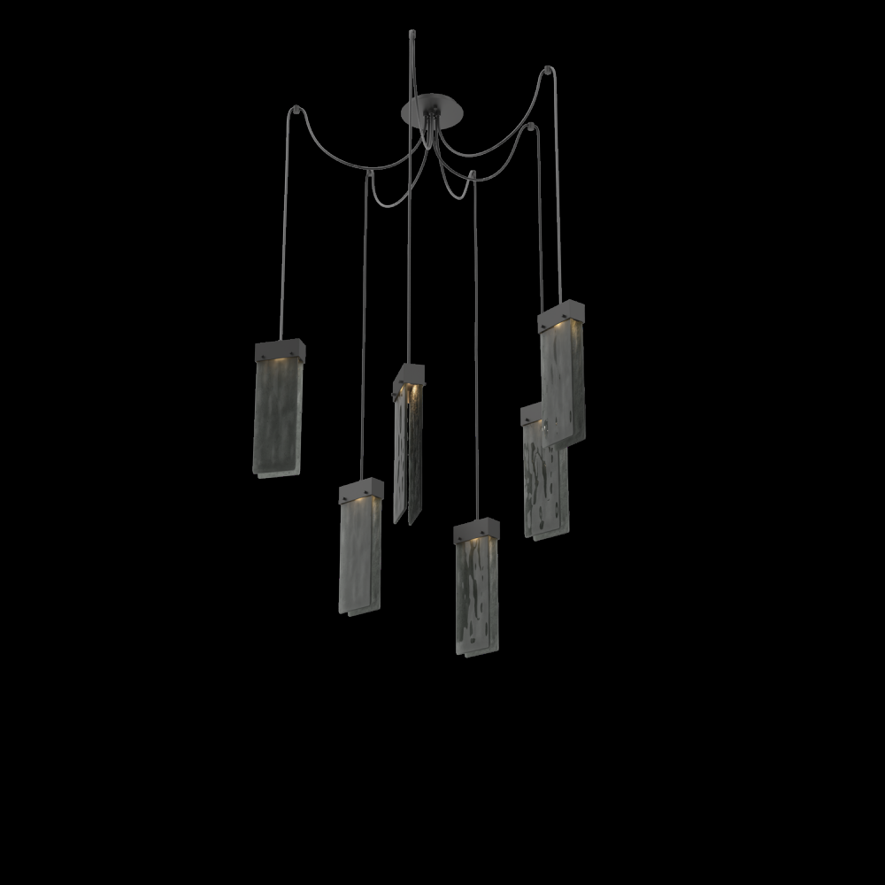 Parallel Glass Round 6pc Swag Multi-Pendant