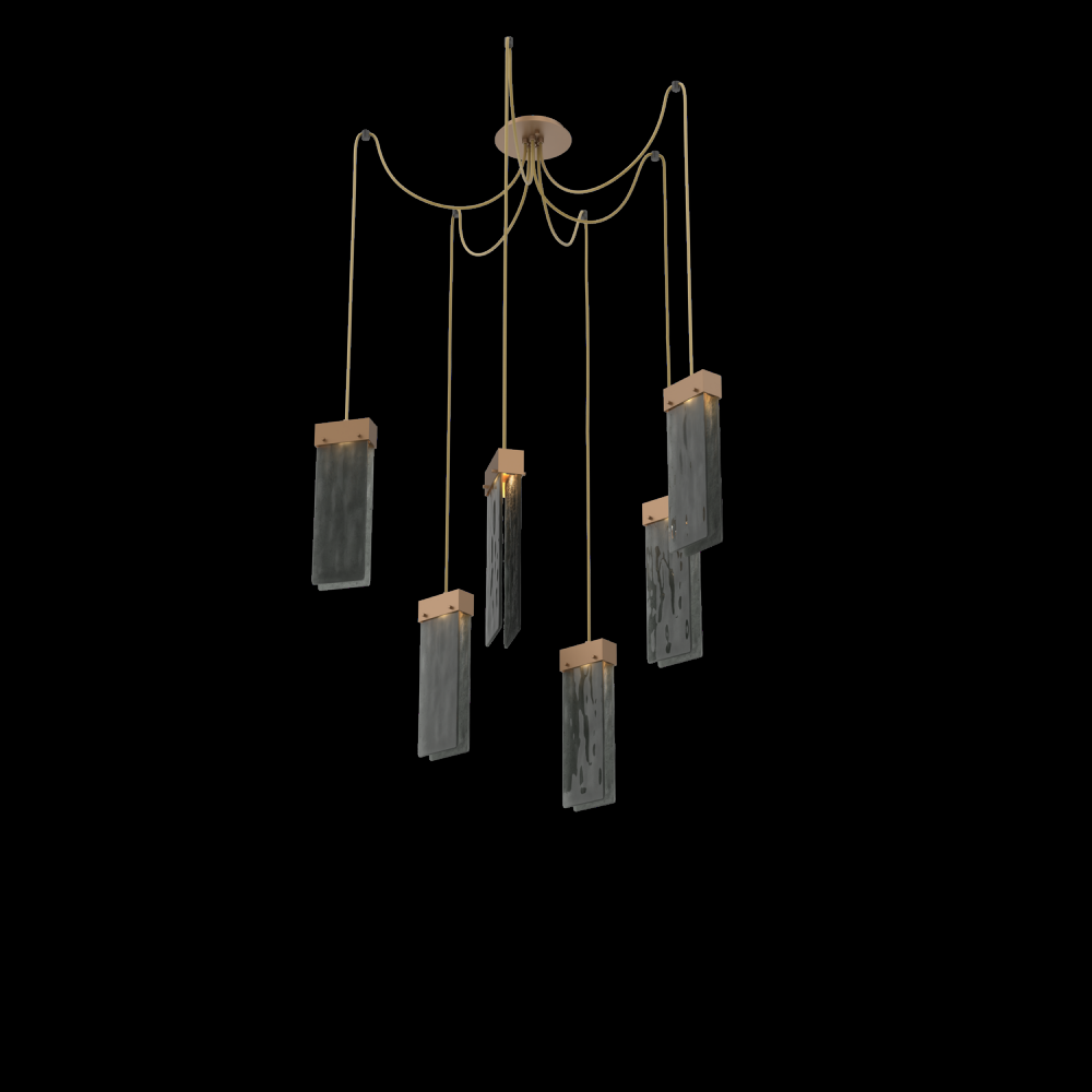 Parallel Glass Round 6pc Swag Multi-Pendant