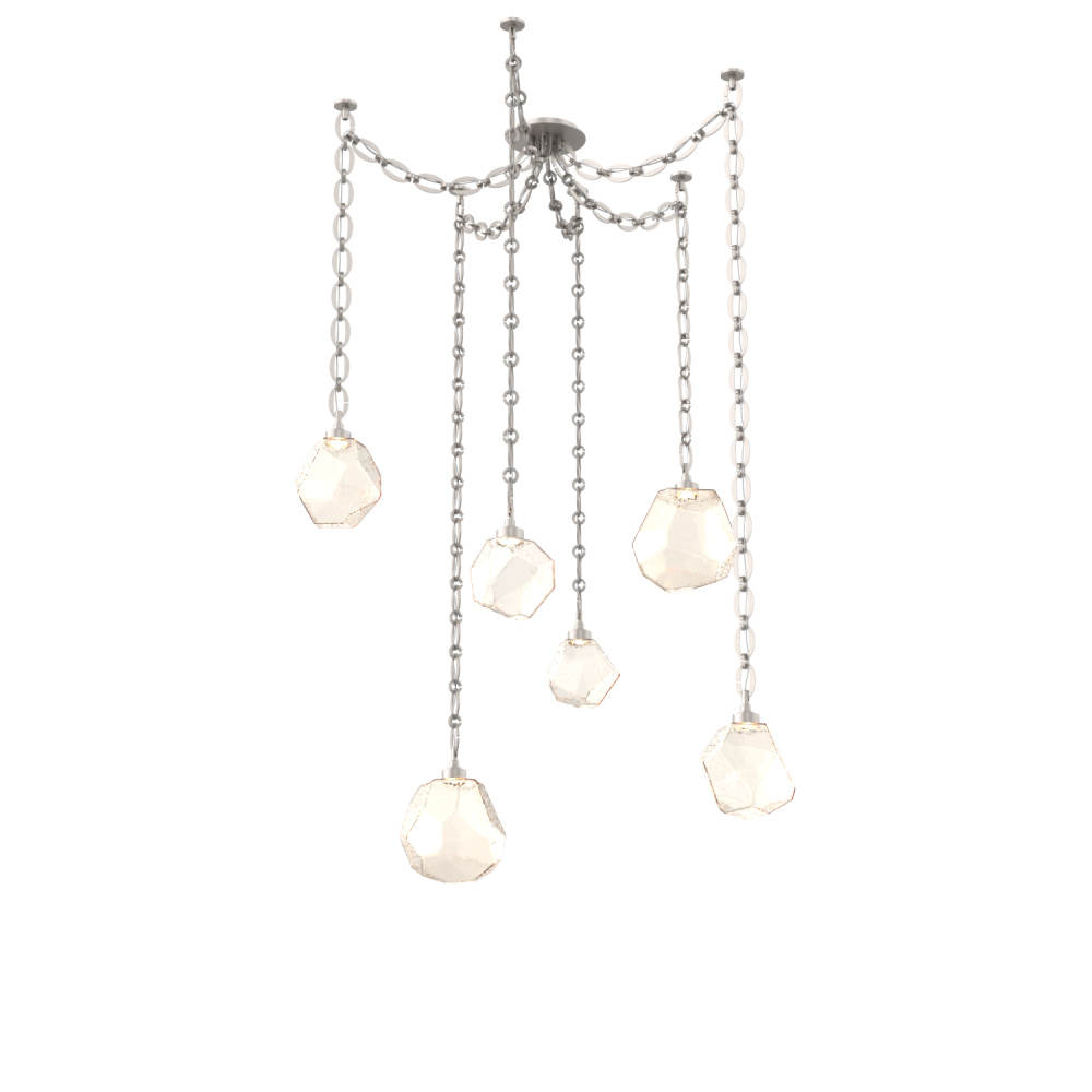 Gem Multi Light Pendant Multi Port Canopy Beige Silver