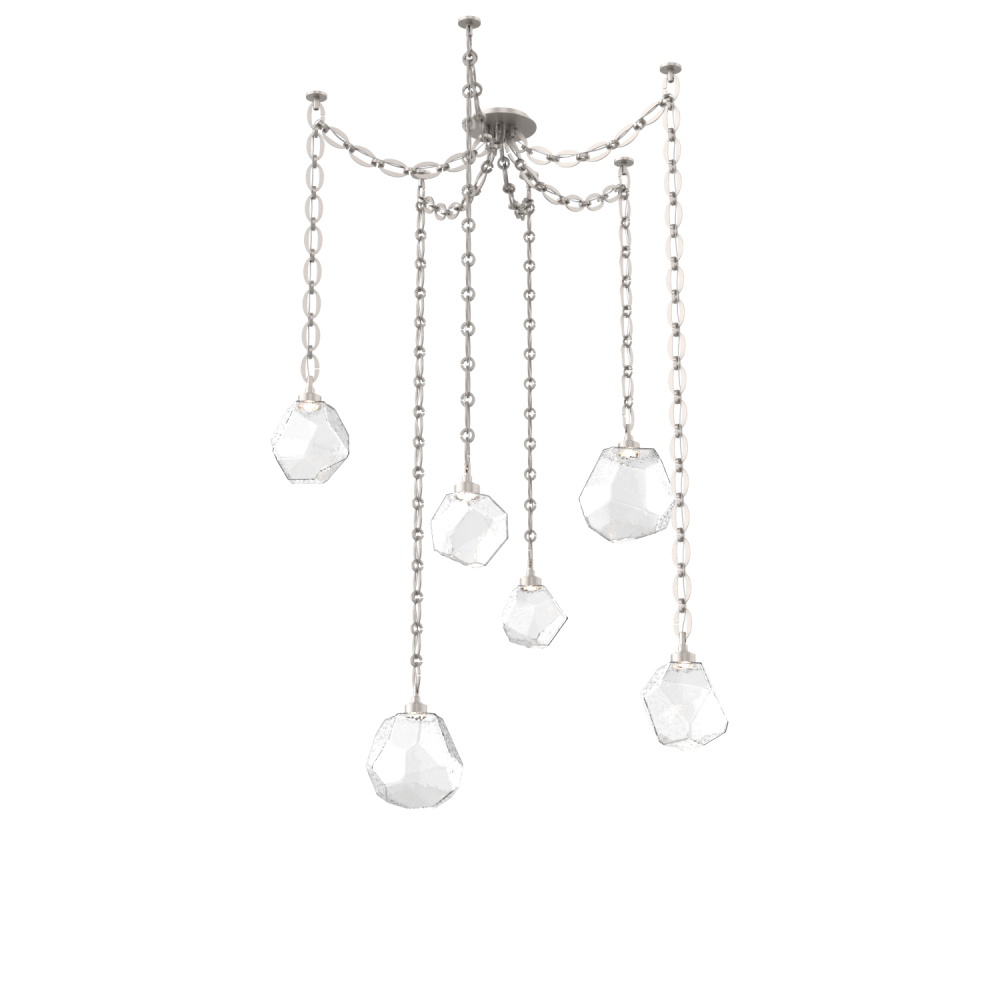 Gem Multi Light Pendant Multi Port Canopy Beige Silver