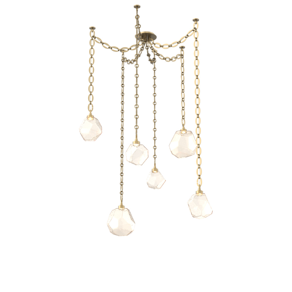 Gem Multi Light Pendant Multi Port Canopy Gilded Brass