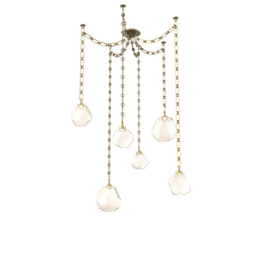 Gem Multi Light Pendant Multi Port Canopy Gilded Brass