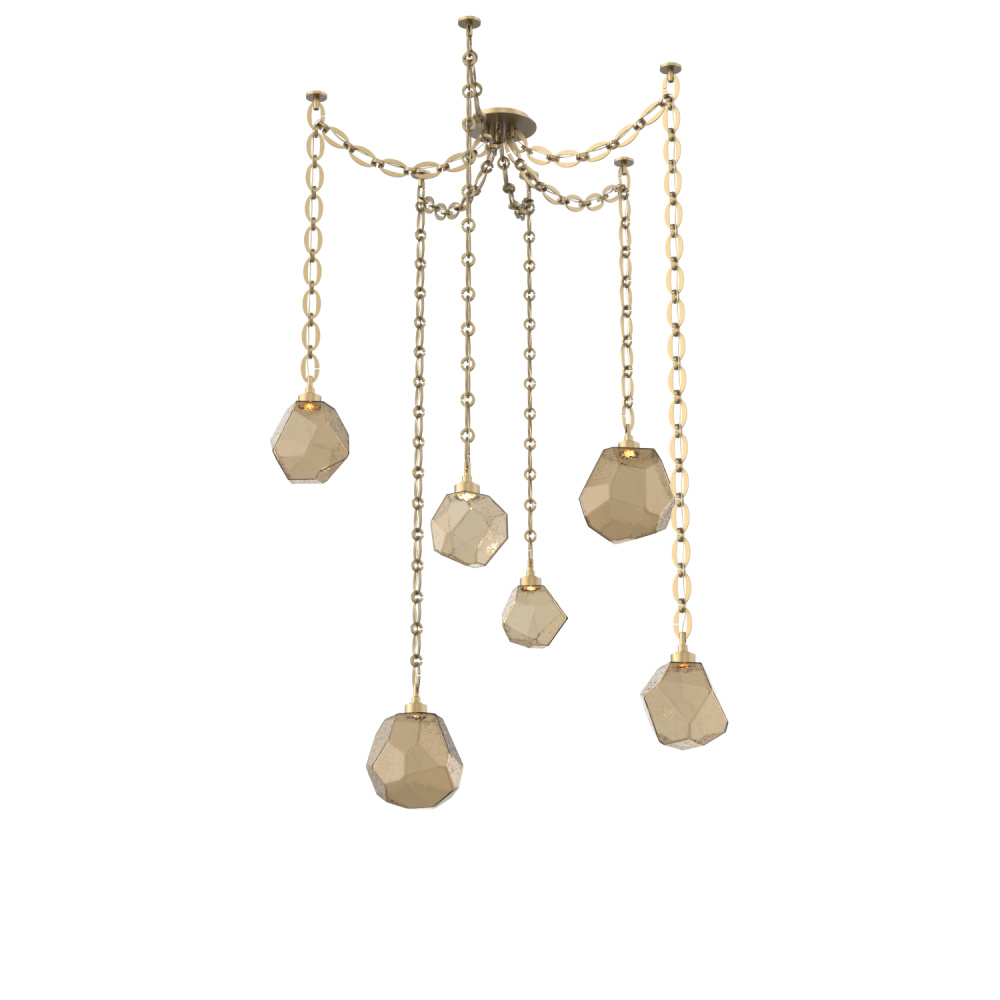 Gem Multi Light Pendant Multi Port Canopy Gilded Brass
