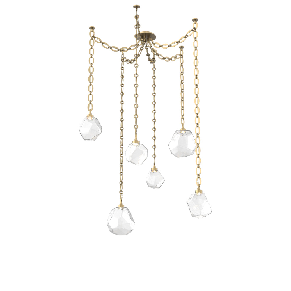 Gem Multi Light Pendant Multi Port Canopy Gilded Brass