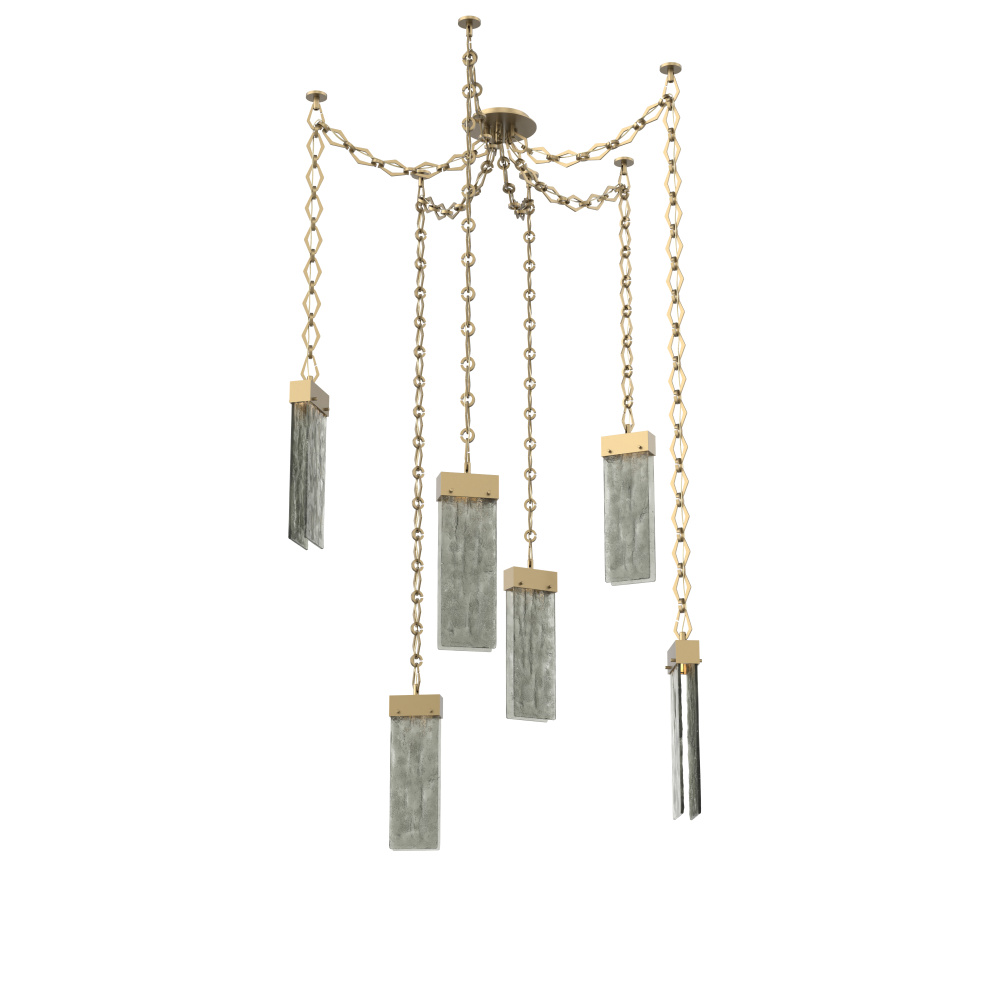 Parallel Multi Light Pendant Multi Port Canopy Gilded Brass