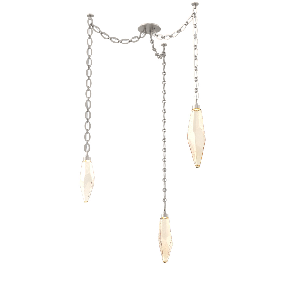 Rock Crystal Multi Light Pendant Multi Port Canopy Beige Silver