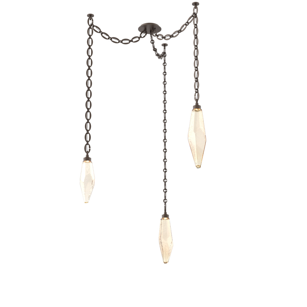 Rock Crystal Multi Light Pendant Multi Port Canopy Flat Bronze