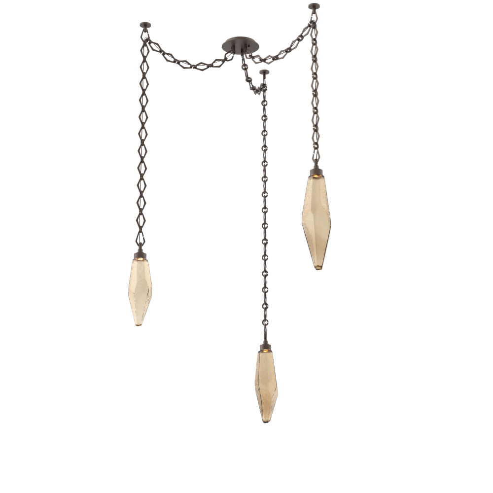 Rock Crystal Multi Light Pendant Multi Port Canopy Flat Bronze