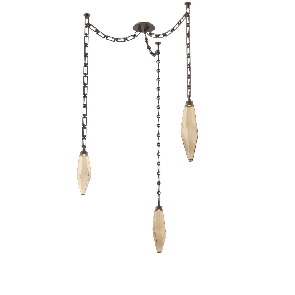 Rock Crystal Multi Light Pendant Multi Port Canopy Flat Bronze