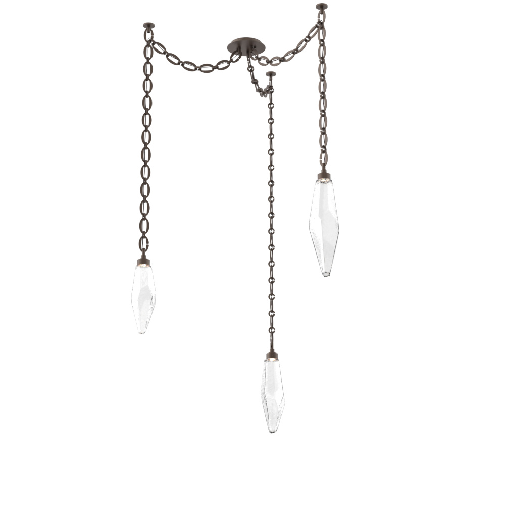 Rock Crystal Multi Light Pendant Multi Port Canopy Flat Bronze