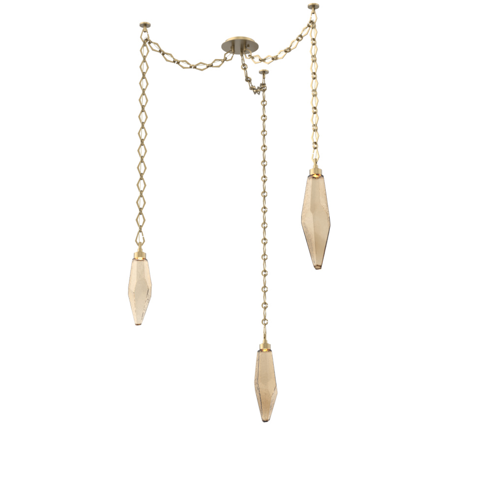 Rock Crystal Multi Light Pendant Multi Port Canopy Gilded Brass