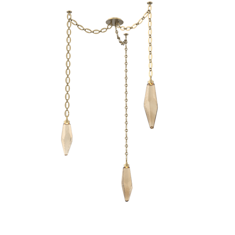 Rock Crystal Multi Light Pendant Multi Port Canopy Gilded Brass